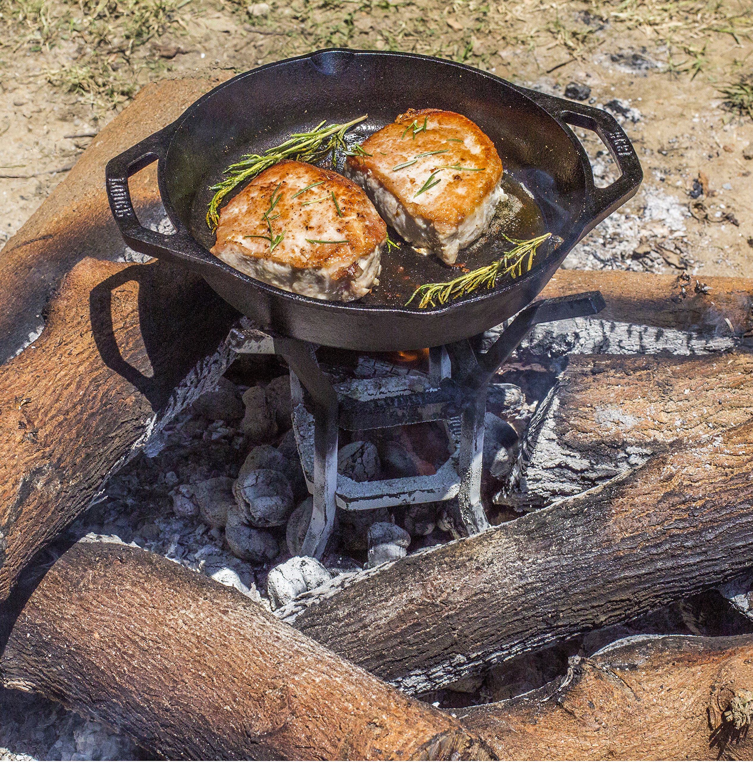 Lodge Cast Iron Cook-It-All Kit - 5-Piece Cast Iron Cookware Set with Reversible Grill/Griddle (14 Inch), 6.8 Quart Wok, Heavy Duty Handles & Cooking Guide | Perfect for Outdoor Camping, BBQ Grilling & Indoor Kitchen Cooking