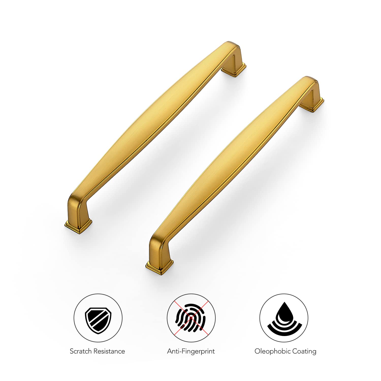 10 Pack Brushed Brass Cabinet Handles - 6-1/4