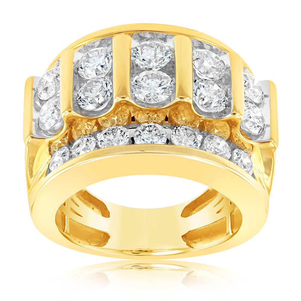 9ct Yellow Gold 5 Carats Diamond Men's Wedding Band Ring with 24 Brilliant Cut Diamonds - Perfect for Engagement, Anniversary Gifts & Special Occasions