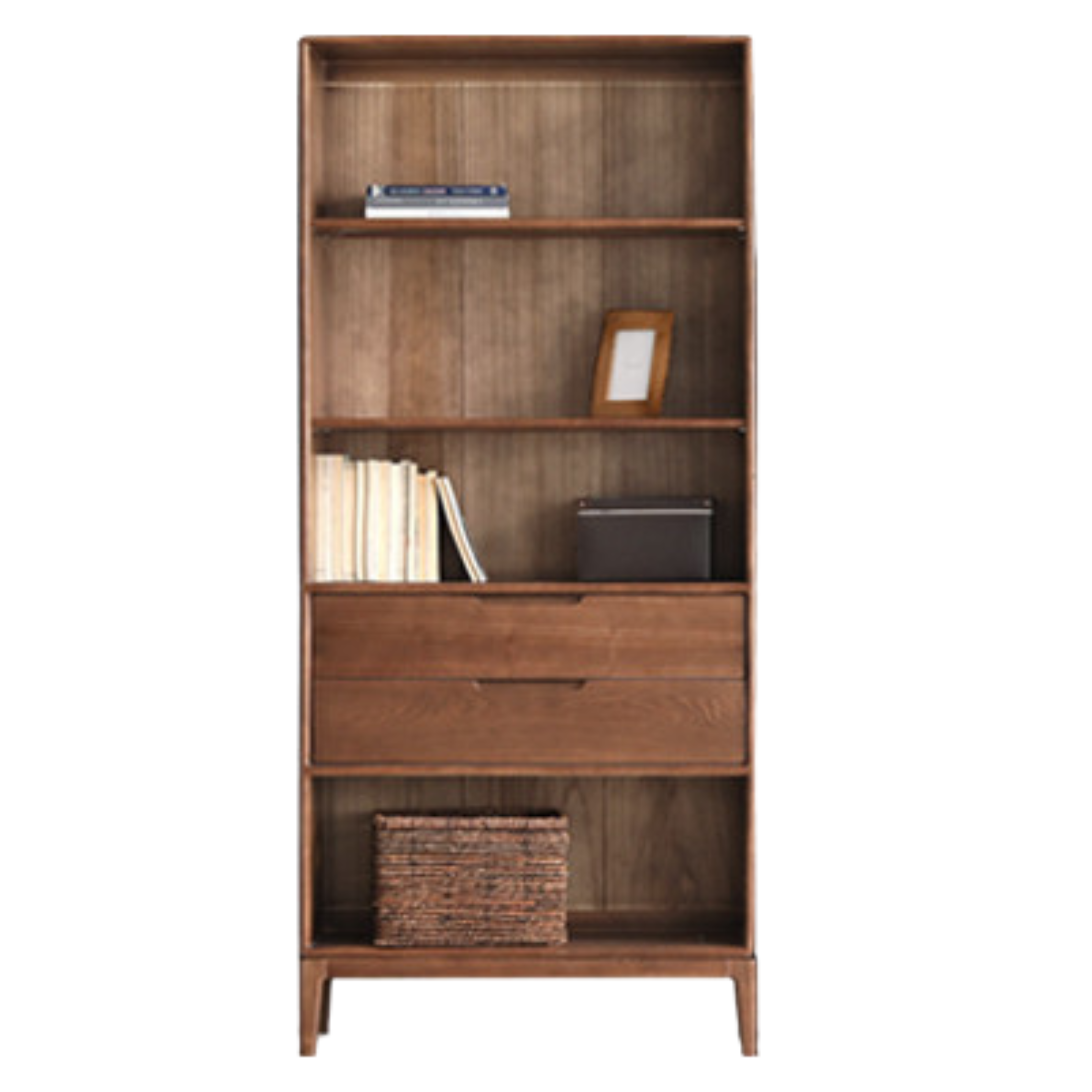 Premium Black Walnut & Ash Solid Wood Bookcase with Dust-Proof Glass Doors - Stylish Home Office & Living Room Storage Solution