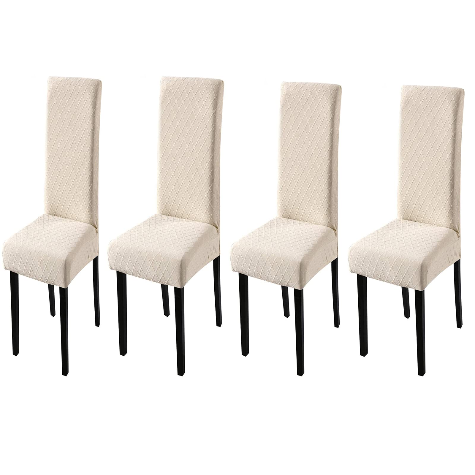 Super Fit Stretch Washable Dining Chair Cover - Removable Slipcover for Hotel, Restaurant, Wedding & Banquet (Beige, Set of 4) | Perfect for Home Dining, Ceremonies & Party Decorations
