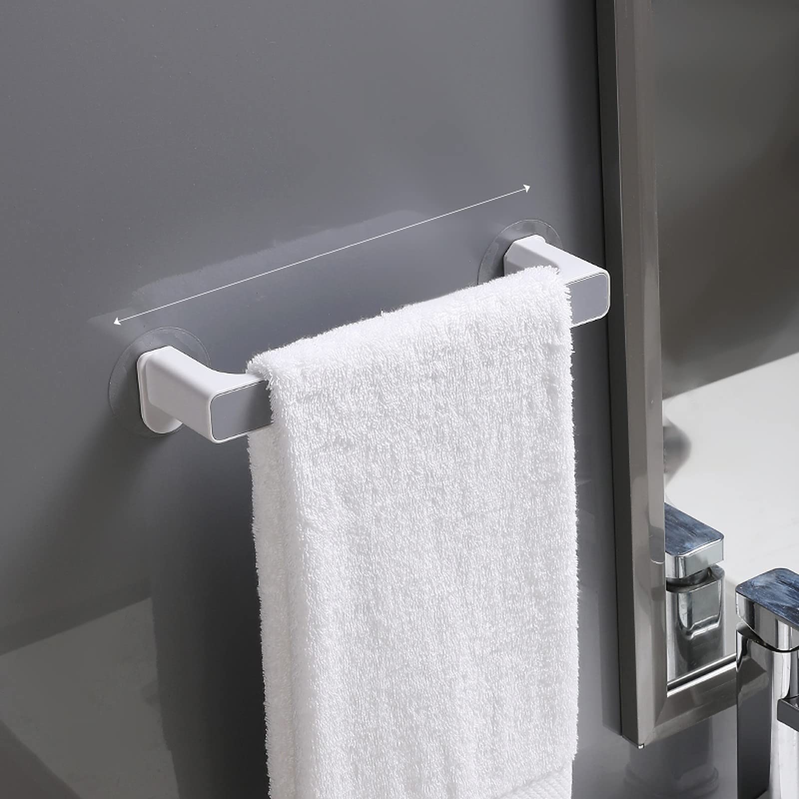 Wolpin Plastic Adhesive Towel Hanger - 25.7cm Bathroom Wall Mounted Towel Rack Holder for Bath, Kitchen & Laundry Room Organization