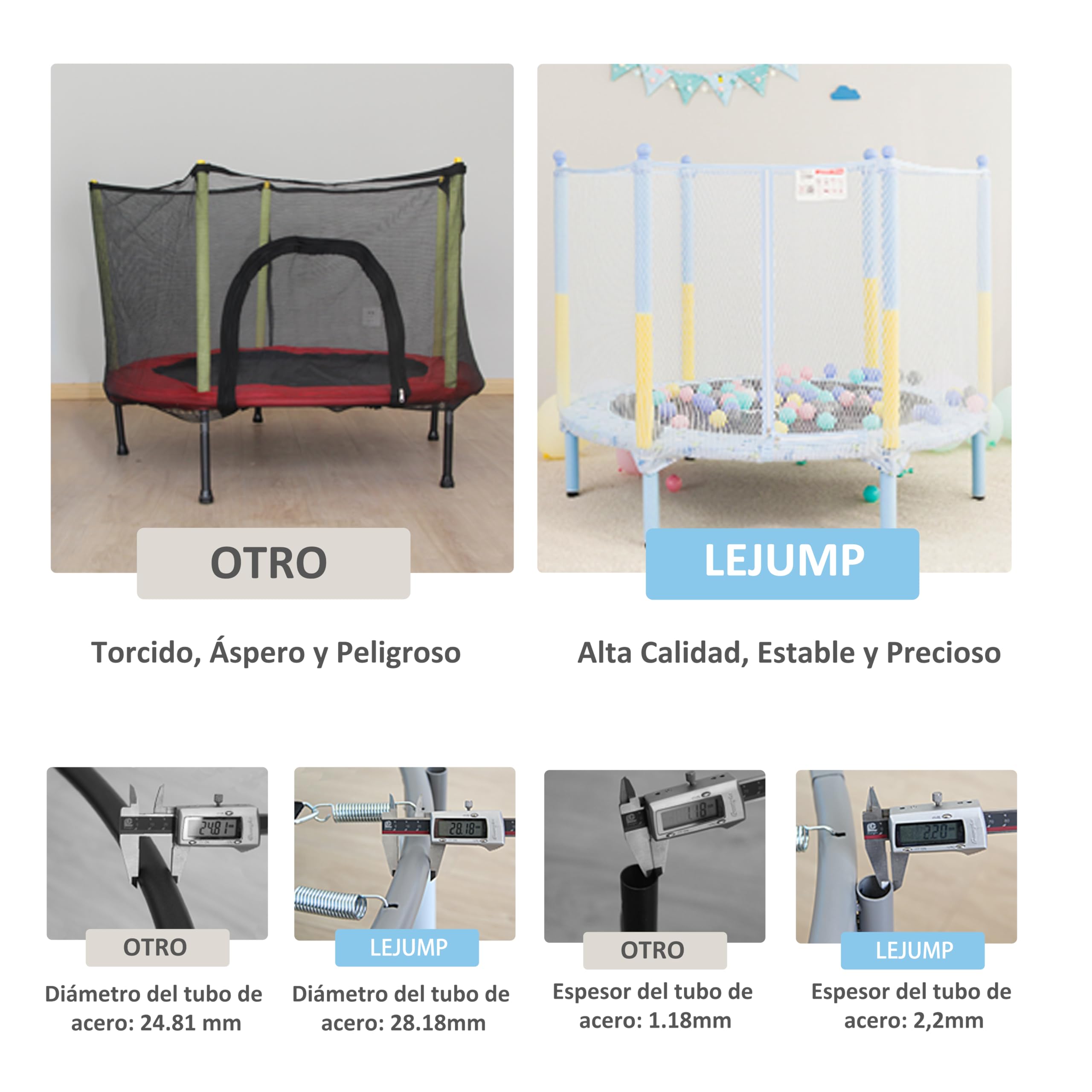 LeJump Kids Trampoline with Safety Net - 130cm/140cm Indoor & Outdoor Bouncer for Boys & Girls (50kg/80kg Weight Limit) - Perfect for Backyard Play, Exercise & Birthday Parties