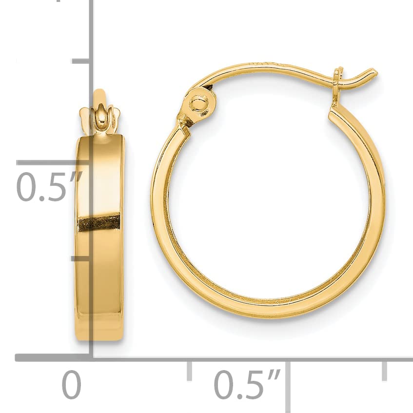 10K Yellow Gold Square Tube Hoop Earrings - 15mm Classic Dainty Jewelry for Women | Perfect for Everyday Wear, Parties & Special Occasions