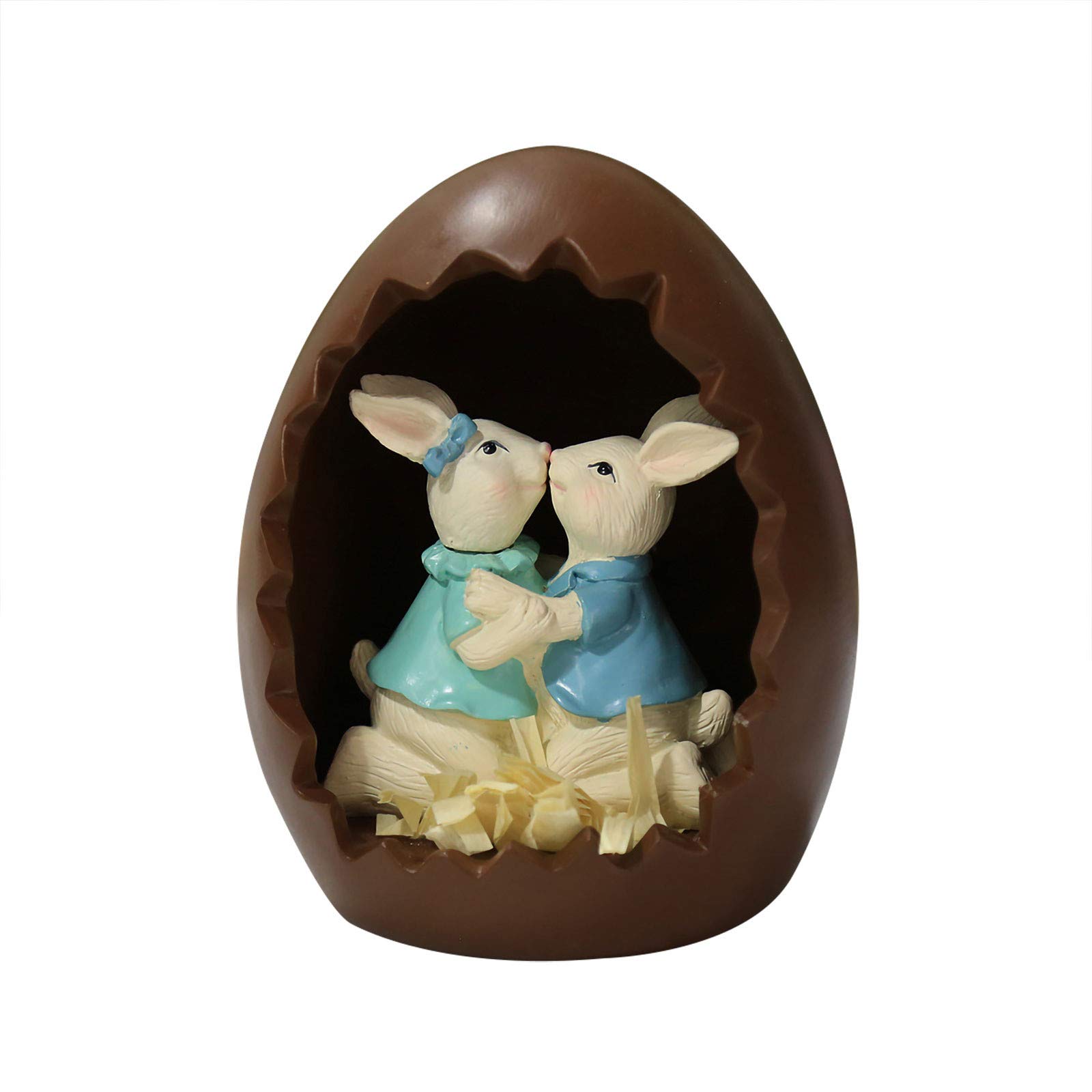 Easter Bunny Resin Crafts - Chocolate Themed Couple Decorations for Family, Bookshelf & Home Decor - Perfect for Easter Gifts, Party Favors, and Spring Home Styling (One Size)