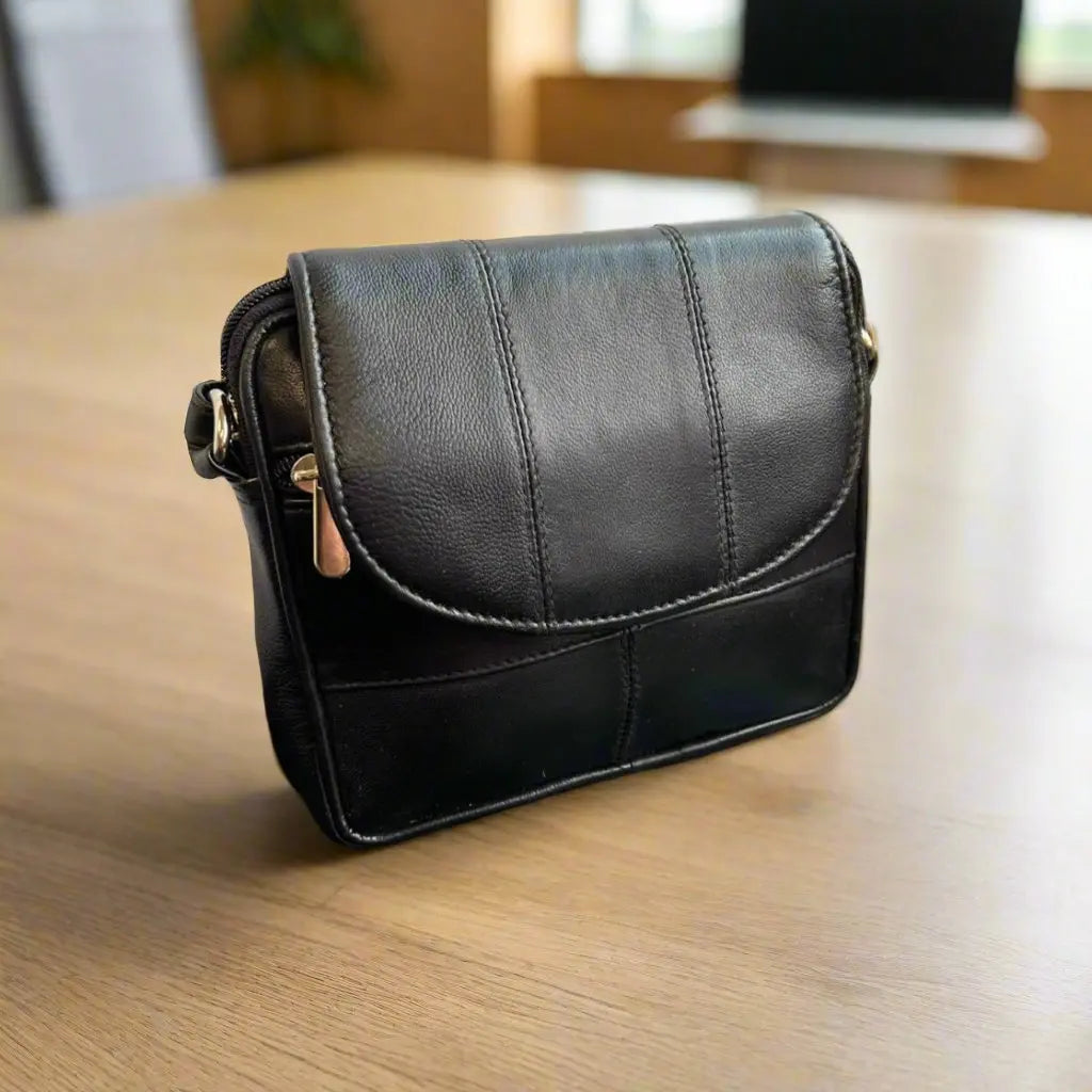 Stylish Disco Leather Crossbody Bag with Double Compartments & Secure Flap Closure - Perfect for Night Out, Party, and Everyday Use