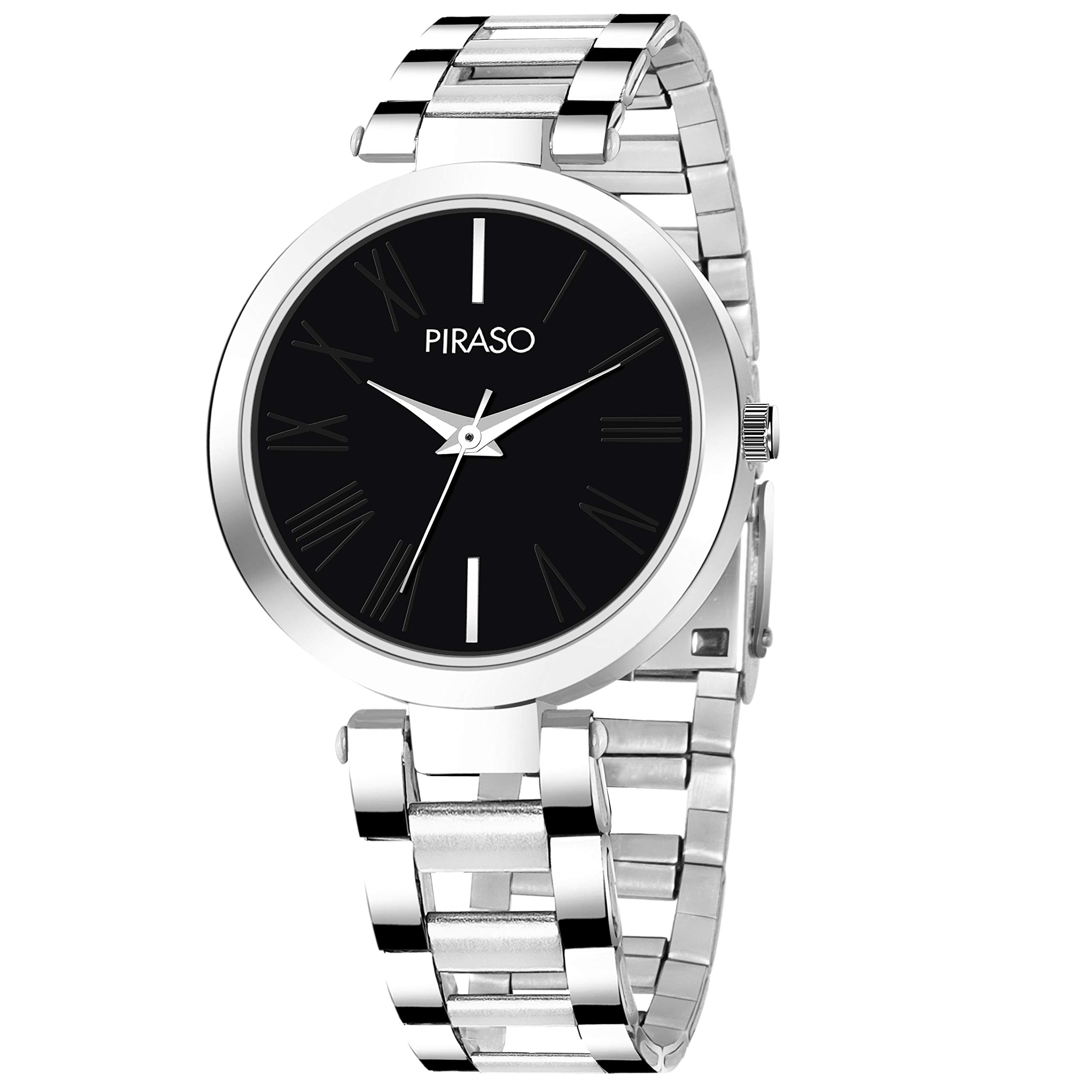 PIRASO Elegant Stainless Steel Chain Watch for Women - Fashionable Ladies Wristwatch with Adjustable Bracelet, Perfect for Daily Wear, Office, Parties & Special Occasions