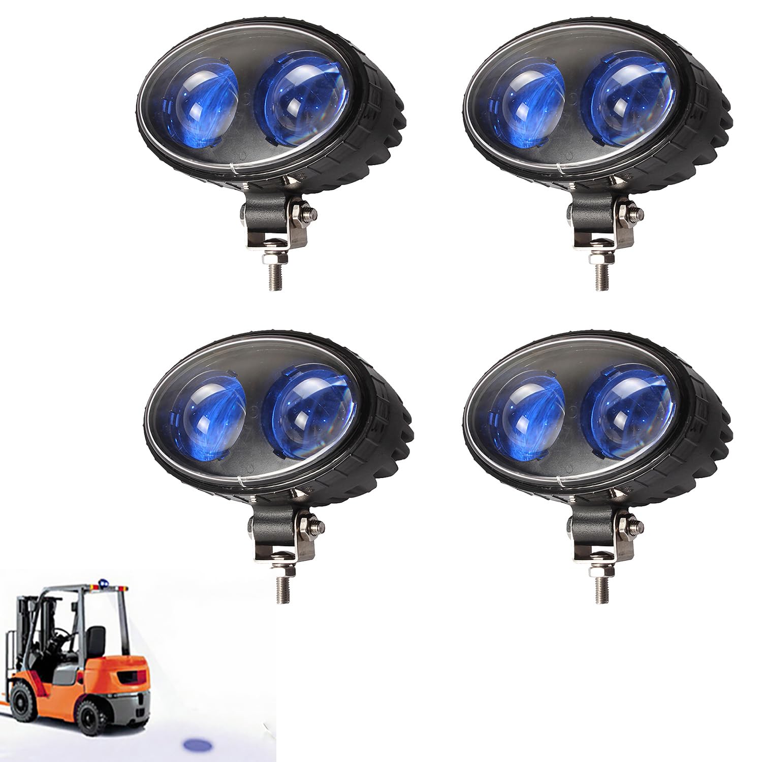 DAYSEN 4-Pack LED Forklift Safety Lights - Blue Spot Pattern Warning Lights for Warehouse, Truck Side Mount, Pedestrian Safety - DC10V-100V Wide Voltage - Ideal for Industrial Warehouses, Construction Sites & Loading Docks