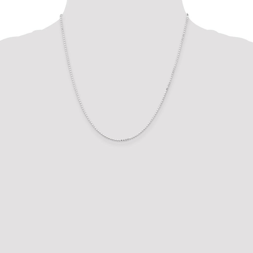 1.1mm Sterling Silver Solid Square Beaded Chain Necklace - Elegant Black Bow Pendant for Women, Gift for Her, Perfect for Parties, Weddings & Everyday Wear