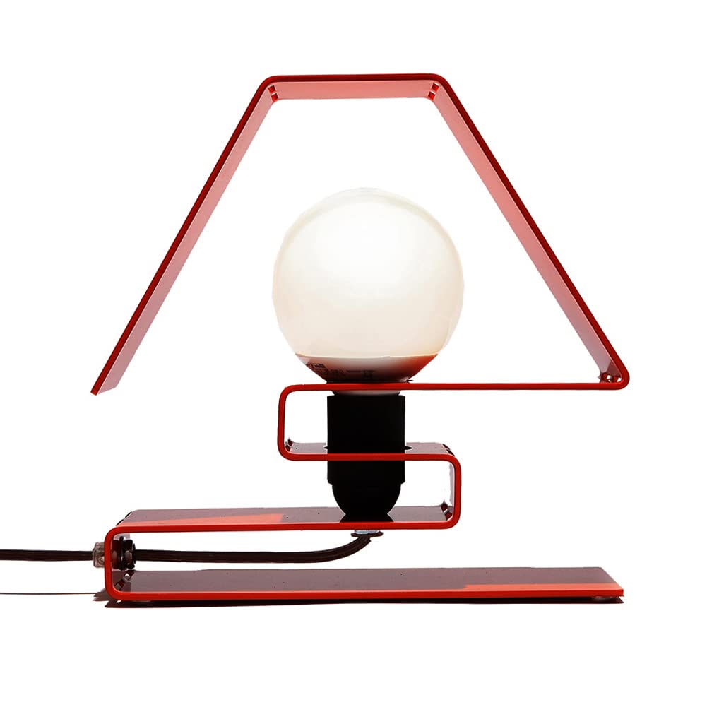 Modern Designer Table Lamp - Red Art Deco Nightstand & Desk Lamp for Bedroom, Office, Living Room | Unique Home Decor Lighting for Reading & Ambient Mood