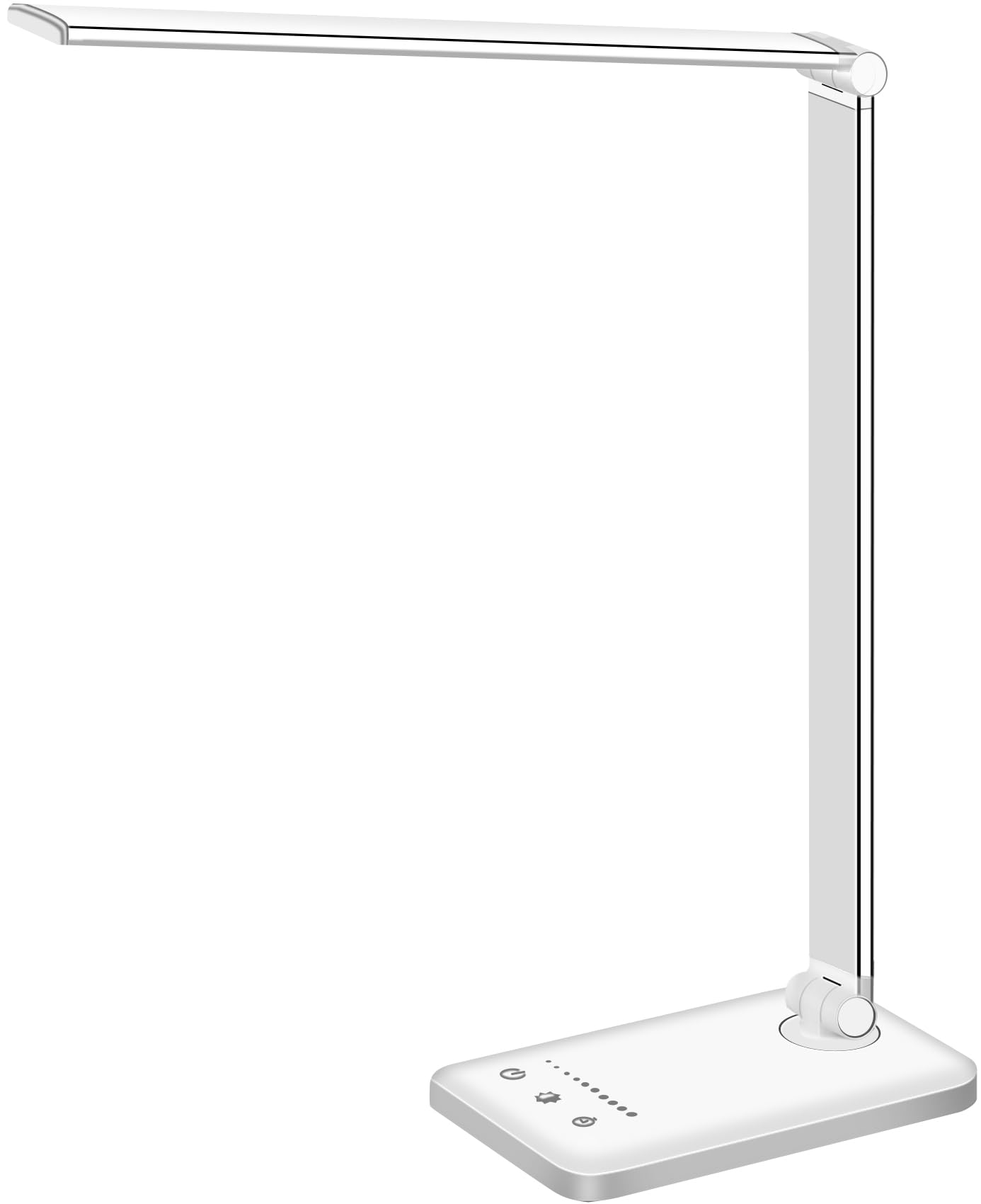 Dimmable White LED Desk Lamp with USB Charging Port - 5 Lighting Modes, Touch Control & 30/60 Min Timer - Perfect for Reading, Studying, Office Work and Nightstand Use (White, 1st Gen)