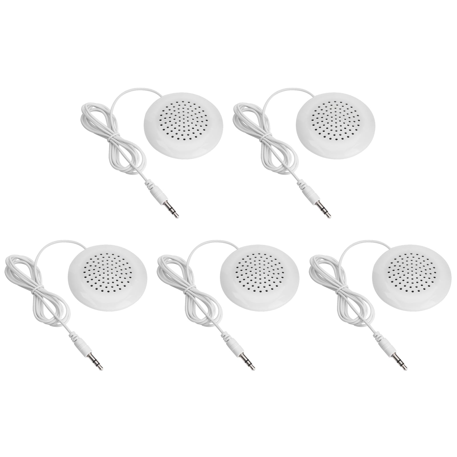 5 Pack White ABS Portable Pillow Speaker - Mini Stereo Speaker with 3.5mm Plug for MP3/MP4/Smartphones/CD Players - Travel, Bedroom & DIY Audio Projects - Perfect for Relaxation, Home Decor and Gift Giving