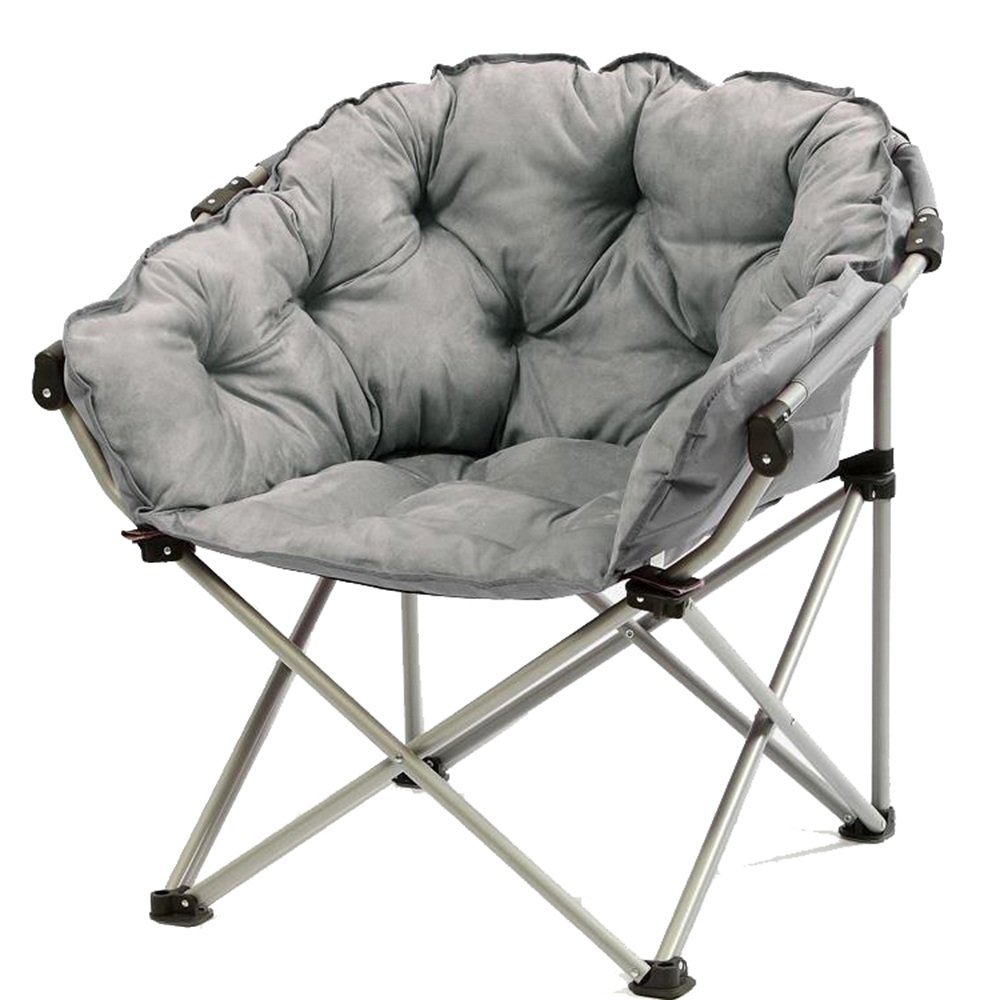 Large Fabric Folding Chair - Portable Lazy Sofa Chair, Lounge Chair & Recliner Stool for Home, Office, Camping - 65x65x93cm (Gray) - Perfect for Relaxing, Napping, and Lunch Breaks