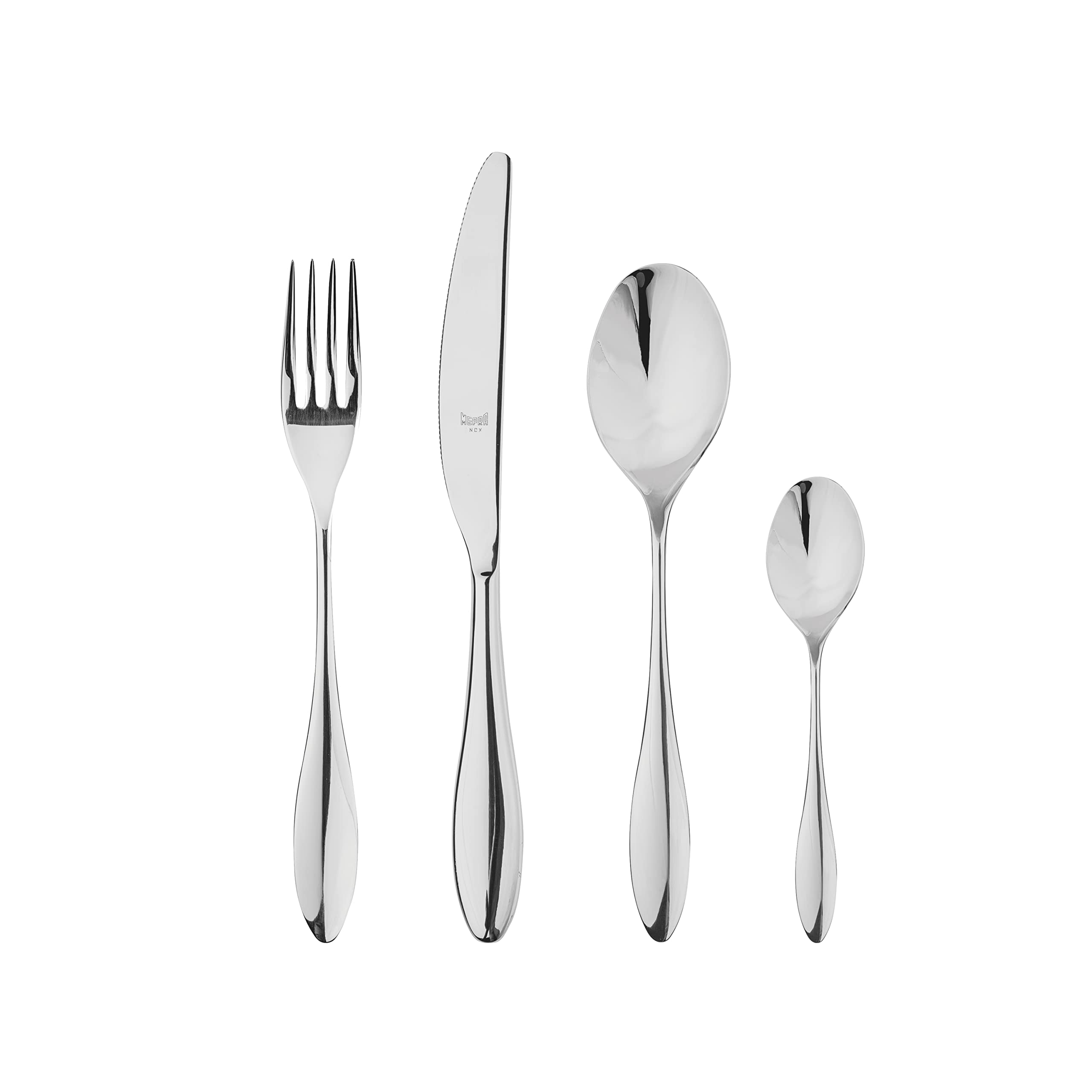 Premium MEPRA Carinzia 24-Piece Stainless Steel Cutlery Set - Brushed Metallic Finish, Dishwasher Safe Silverware for Everyday Dining, Dinner Parties & Restaurant Use