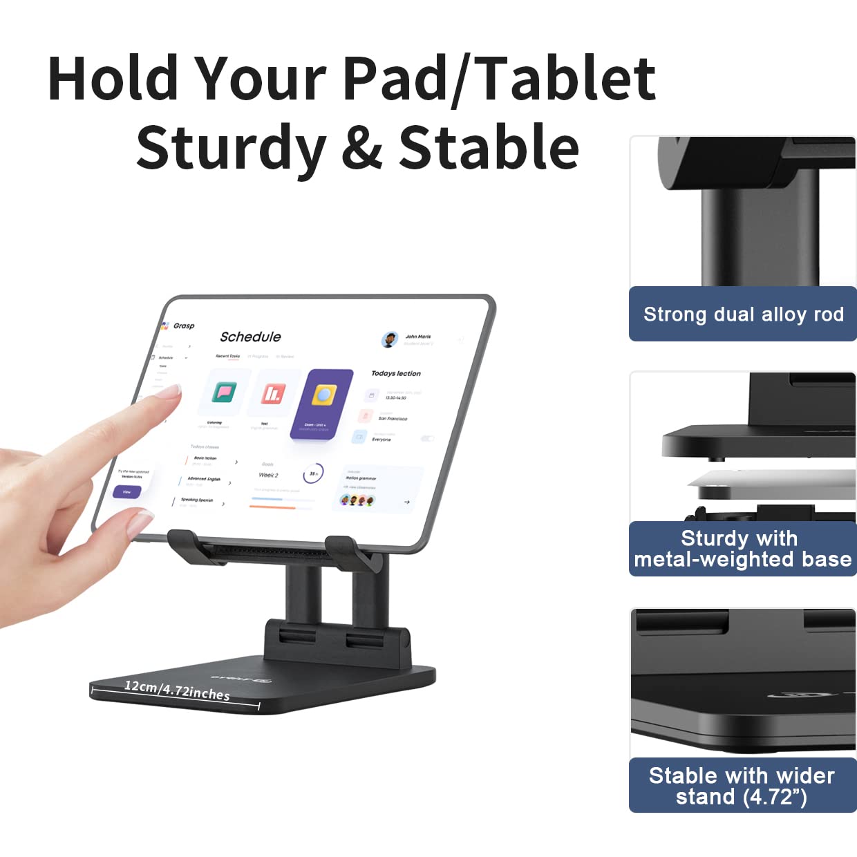 TriPro Tablet Stand - Adjustable & Foldable Portable Monitor Stand for iPad, Tablets 7