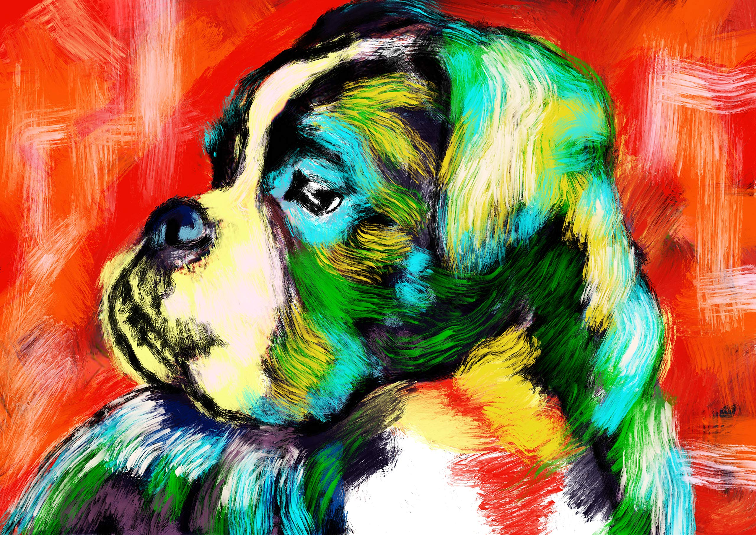 Vibrant Boxer Dog Art Print - Hand Signed by Oscar Jetson, Unique Gift for Boxer Dog Lovers & Home Decor - Perfect for Living Room, Bedroom, or Office Wall Art