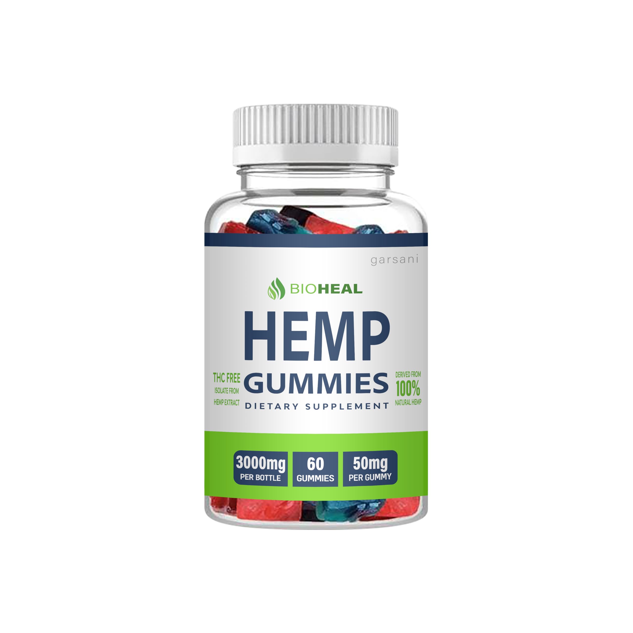 Bioheal Hemp Gummies - Natural Stress Relief & Sleep Support (60 Count) | Vegan CBD Gummies for Relaxation, Anxiety & Wellness - Perfect for Nighttime, Travel & Daily Stress Management