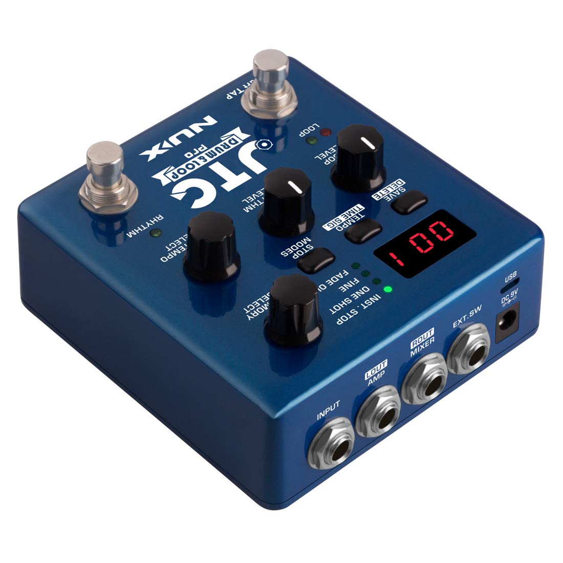 NUX JTC PRO Drum Loop PRO Dual Switch Looper Pedal - 6 Hours Recording, 24-bit/44.1kHz Audio Quality - Perfect for Live Performances, Studio Recording & Guitar Effects