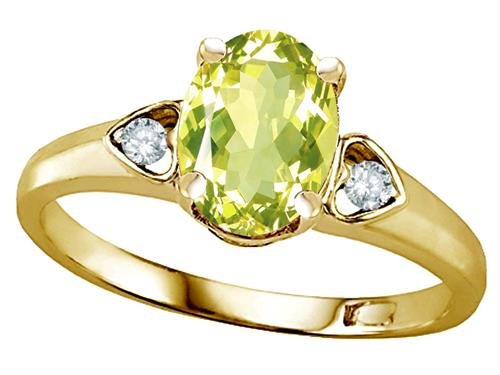 Genuine Lemon Quartz 14kt Gold Love Promise Ring for Women - Oval 8x6mm Star K Jewelry - Perfect for Anniversaries, Engagements & Romantic Gifts