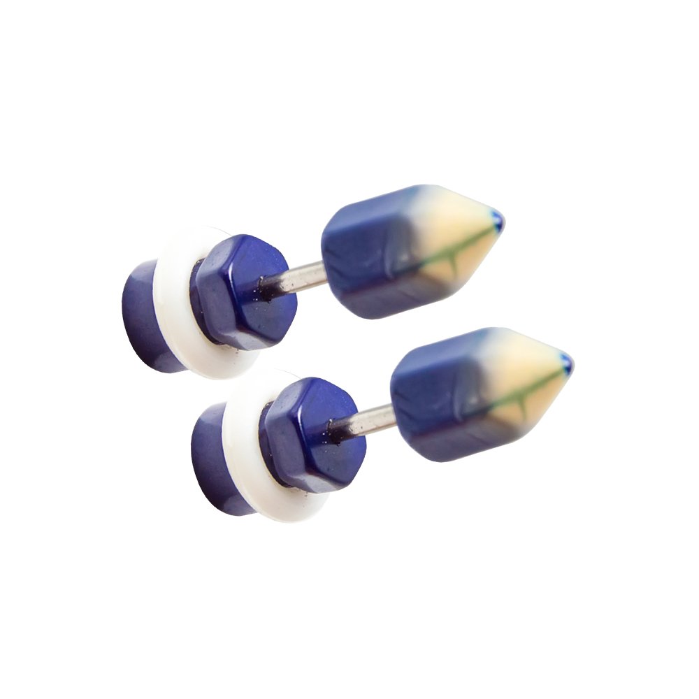 16ga Fake Cheater Plugs - Acrylic Pencil Design Body Jewelry with 316L Surgical Steel (Blue) | Perfect for Ear Stretching, Piercing Jewelry & Alternative Fashion