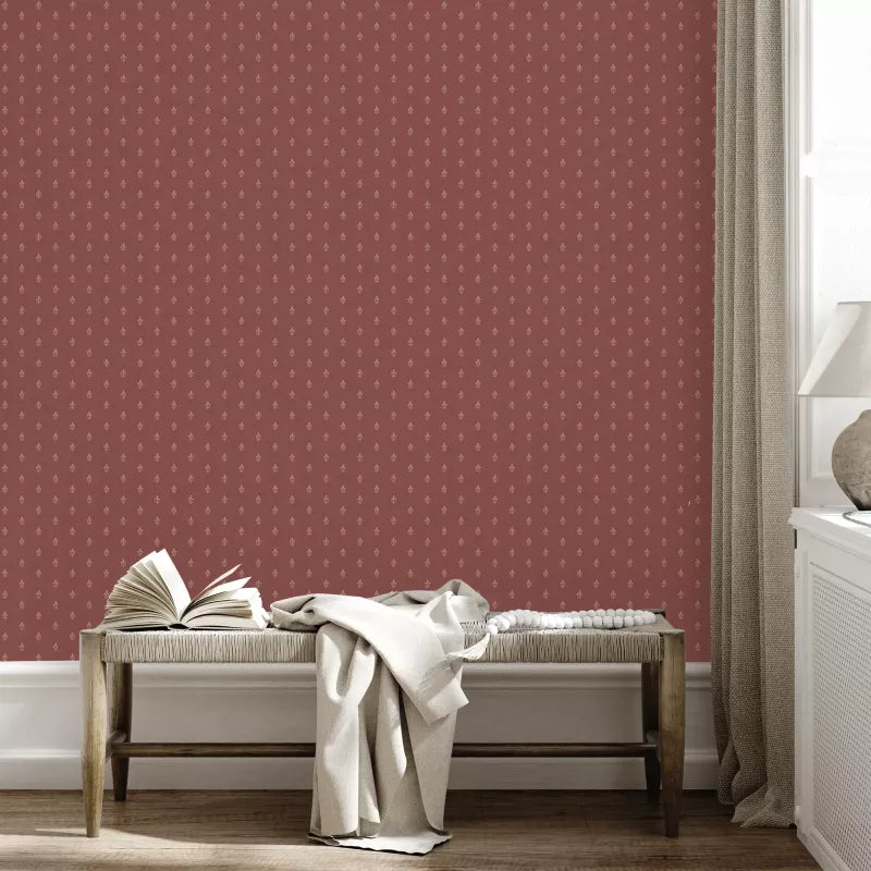 Lim & Handtryck Wallpaper - French Lily Red/Gold Floral Pattern - Perfect for Living Room, Bedroom & Home Decor