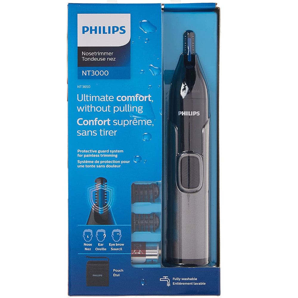 Philips Nose Trimmer Series 3000 NT3650/16 - Precision Grooming for Nose, Ear & Eyebrow Hair - Perfect for Travel & Daily Personal Care