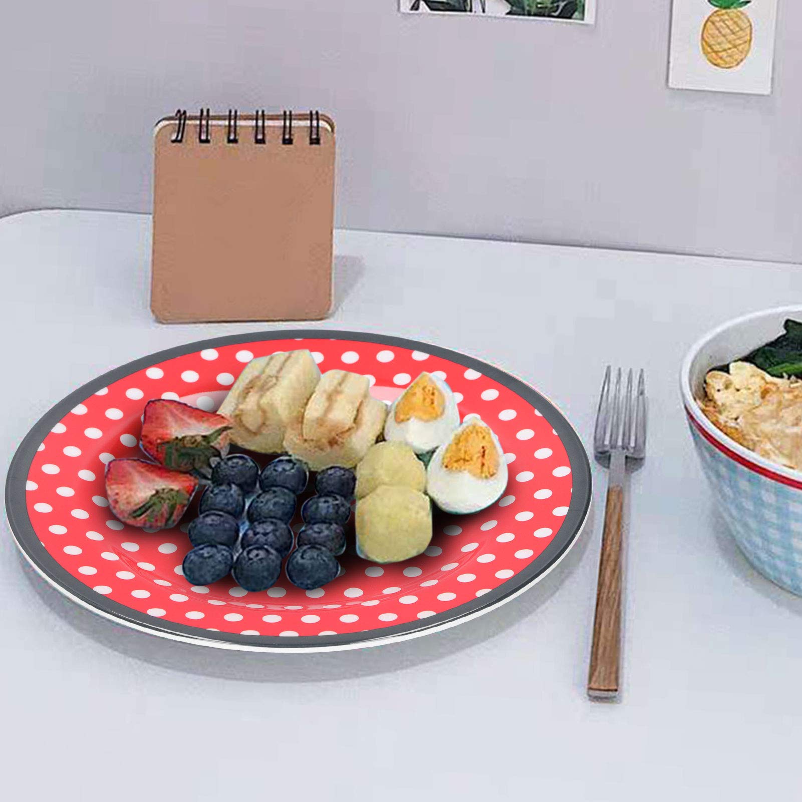 4-Piece 9-Inch Melamine Dessert Plates Set - Durable & Lightweight Salad, Snack & Appetizer Dishes for Home, Restaurant, Party, Hotel - Perfect for Ice Cream, Cake, Fruit & More