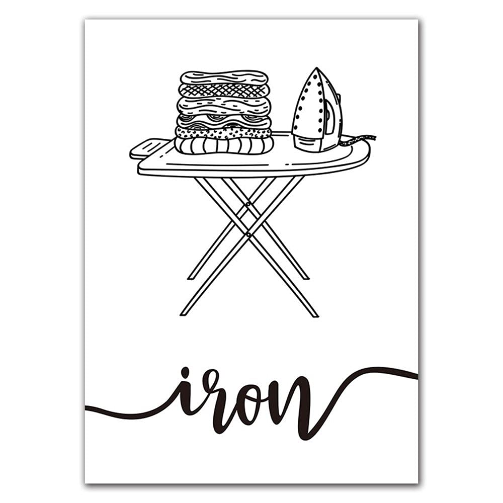 Nordic Canvas Wall Art Painting - Framed Laundry Room Decor Sign (L-A) | Perfect for Bathroom, Laundry Room & Farmhouse Style Home Decor