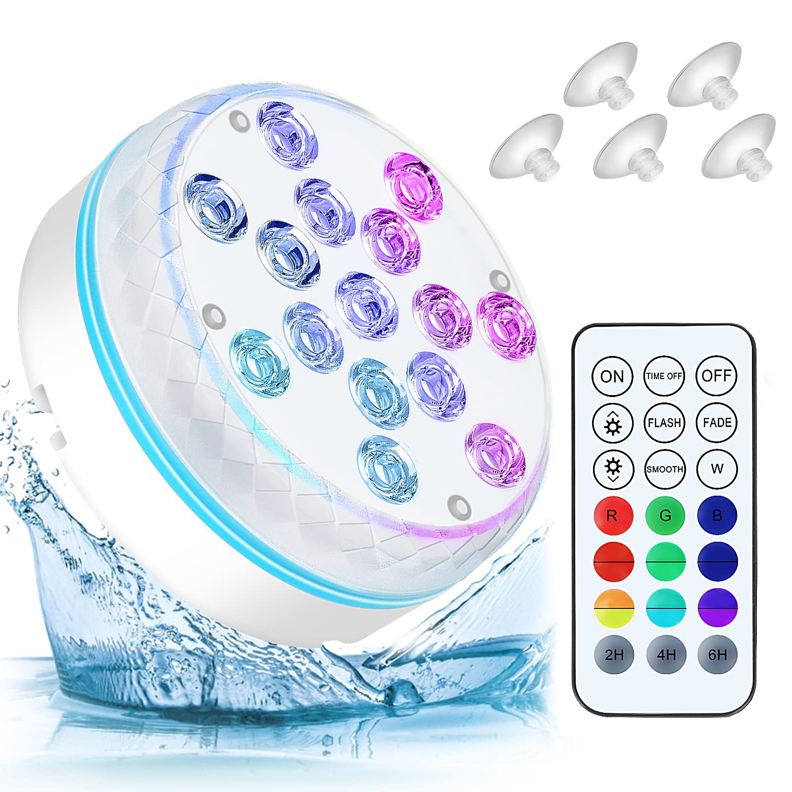 Submersible LED Lights with Remote (164ft) - Waterproof Color Changing Pool Lights with Magnets & Suction Cups - Battery Operated Underwater Lights for Ponds, Gardens, Vases & Party Decorations (1 Pack) - Perfect for Pool Parties, Backyard Decor & Aquatic Displays