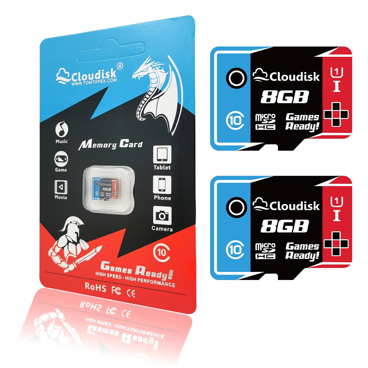 Cloudisk 2-Pack 8GB Micro SDHC Memory Card - U1 Class 10 High Speed Micro SD Card for Smartphones, Cameras, Tablets, Drones & Gaming - Perfect for 4K Video Recording, App Storage & Mobile Gaming
