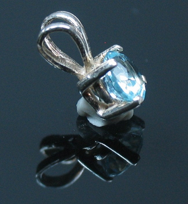 Solid Sterling Silver or 14K White/Yellow Gold Natural Sky Blue Topaz 4mm Round Dangle Pendant Solitaire VVS - Elegant Children's Jewelry for Birthdays, Baptisms & Special Occasions