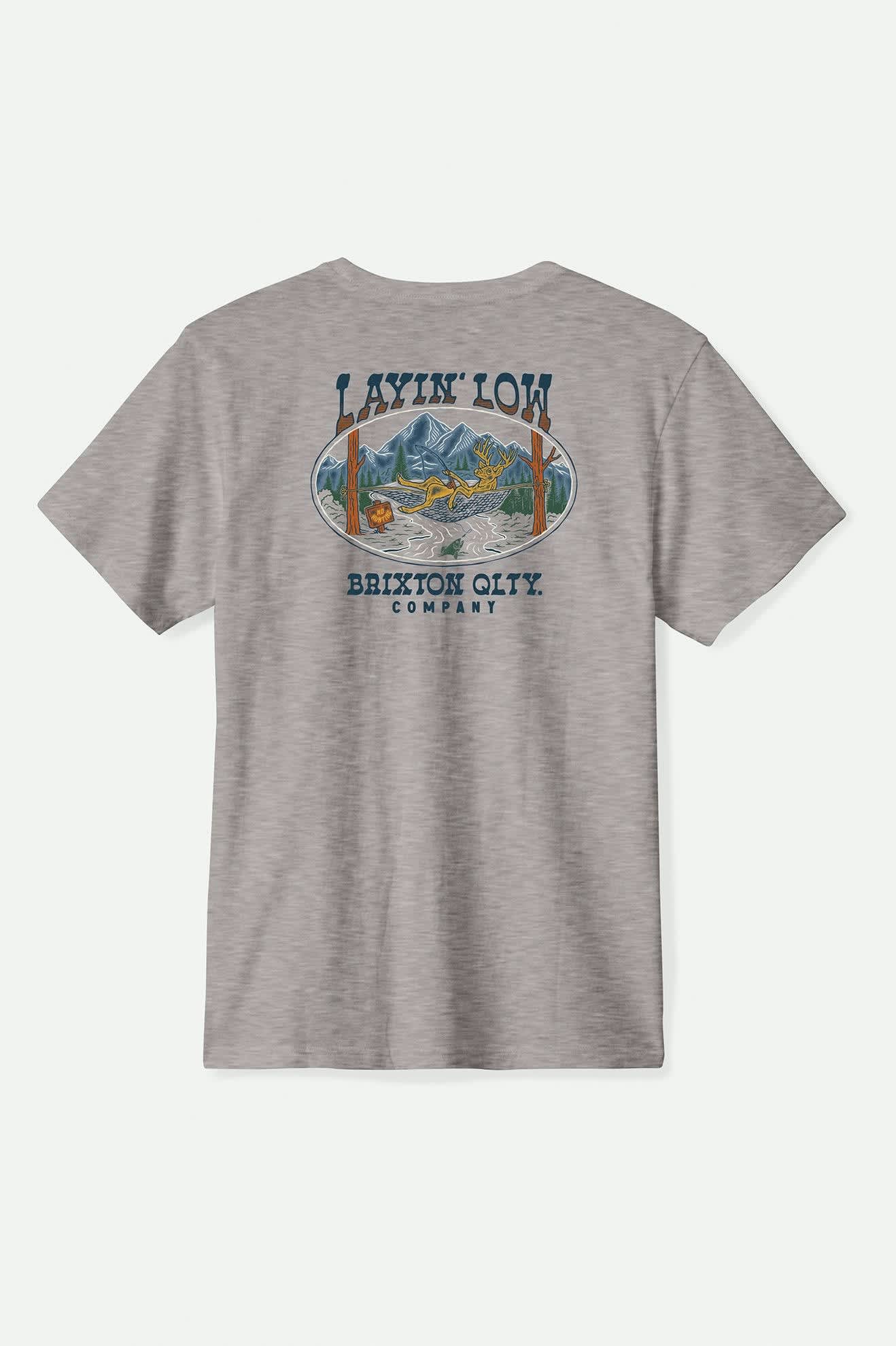 Layin' Low Short Sleeve Standard T-Shirt for Men & Women - Soft Heather Grey Cotton Tee - Casual Everyday Wear, Street Style, Summer Outfits