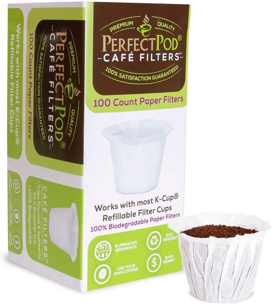 Eco-Friendly Reusable K Cup Coffee Pods 4-Pack with 100 Disposable Paper Filters | Compatible with Keurig & Most Single-Serve Coffee Makers | Perfect for Home, Office & Camping Use