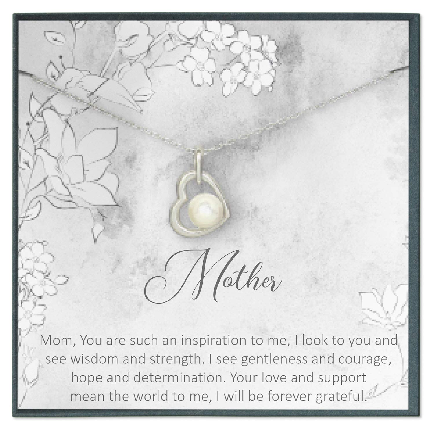 Grace of Pearl Mother's Necklace - Elegant Birthday Gift for Mom, Grandma, Wife | Inspirational Mom Jewelry with Heartfelt Quotes | Perfect for Mother's Day, Christmas & Special Occasions