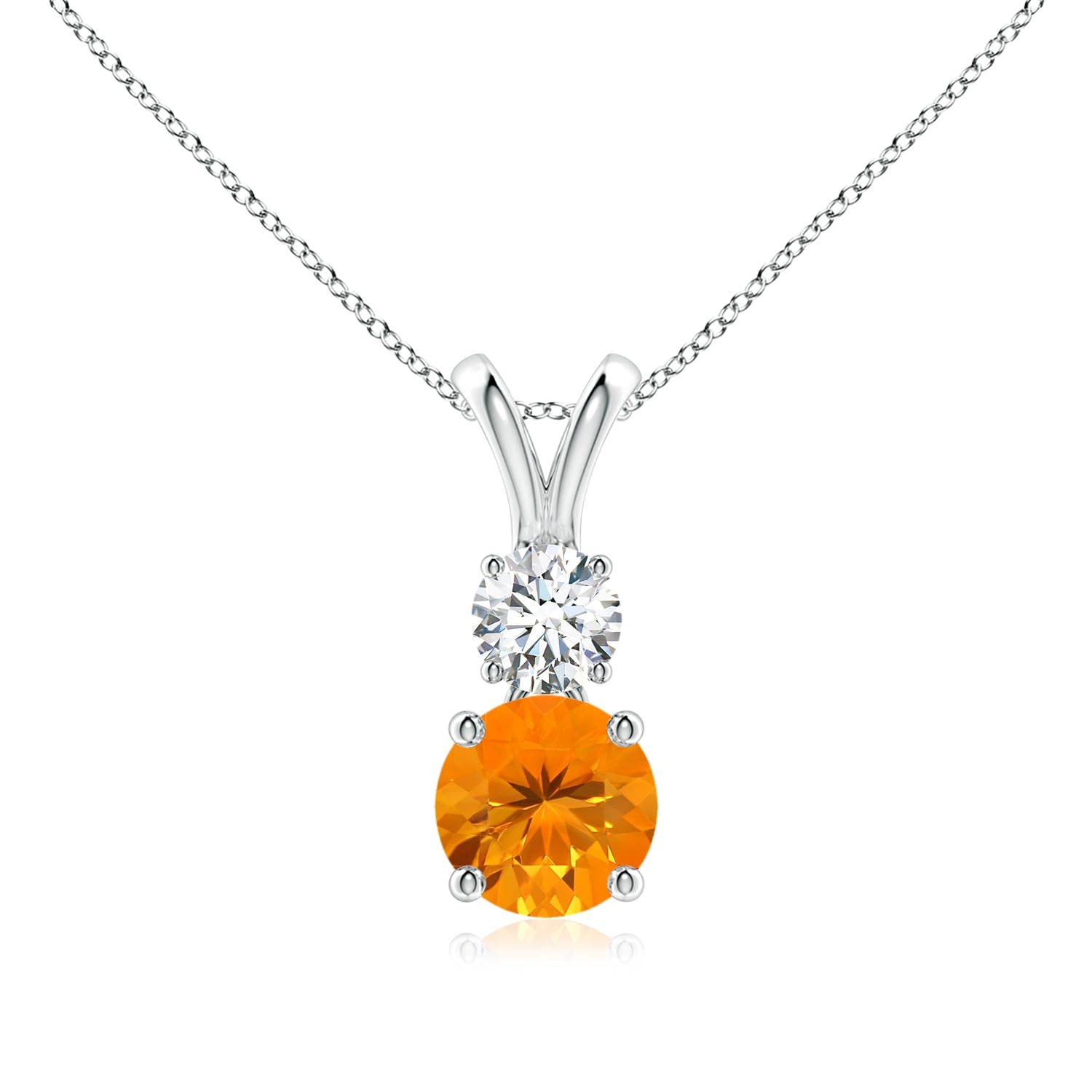 Natural Fire Opal Solitaire Pendant Necklace for Women - 14K Solid Gold/Platinum October Birthstone Jewelry | Elegant Gift for Her, Birthday, Anniversary, Wedding | Perfect for Everyday Wear & Special Occasions