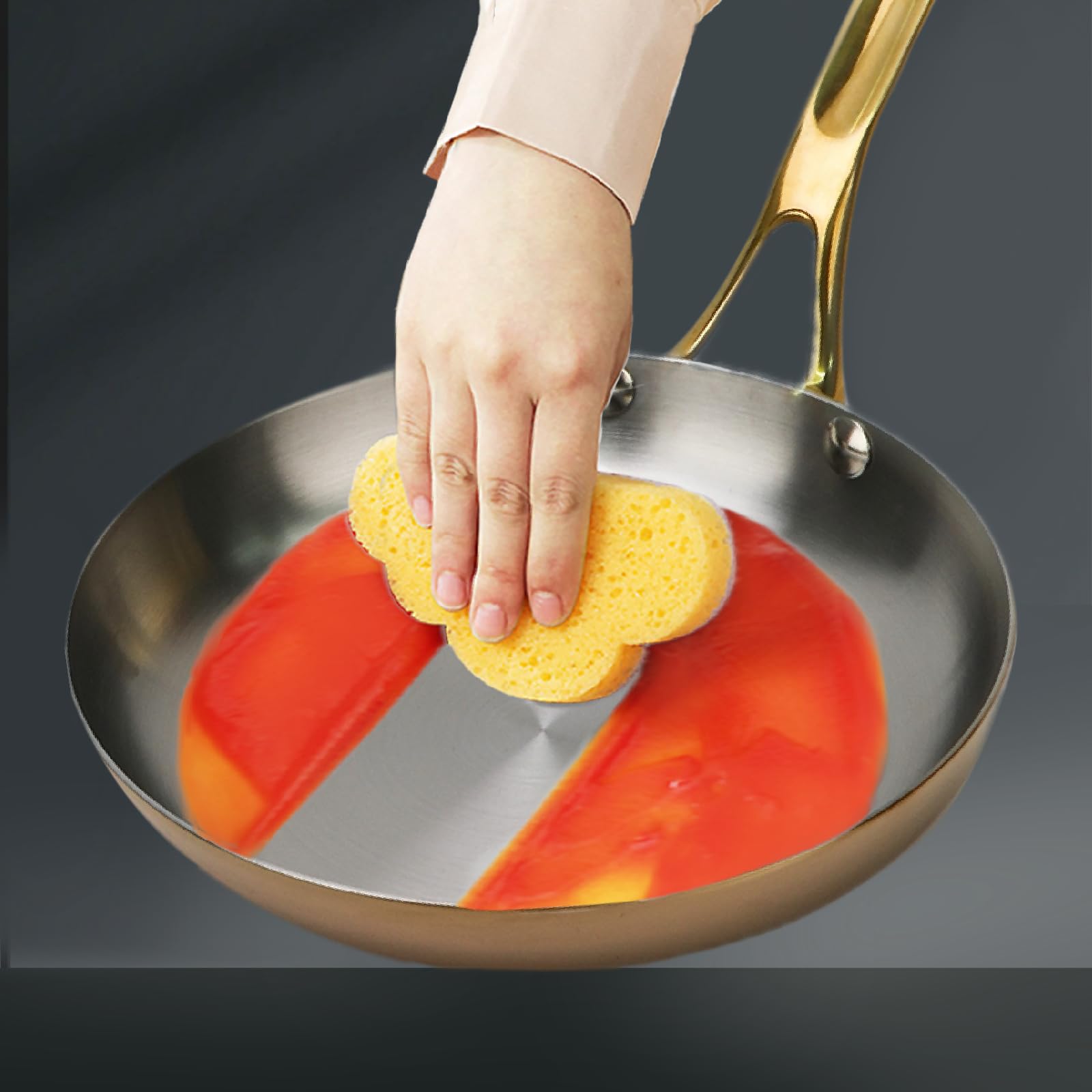 DAEDALUS 10 Inch Stainless Steel Frying Pan - Tri-Ply Nonstick Skillet for Perfect Cooking, Oven & Dishwasher Safe, Durable Gold Finish - Ideal for Searing, Sauteing & Everyday Home Cooking