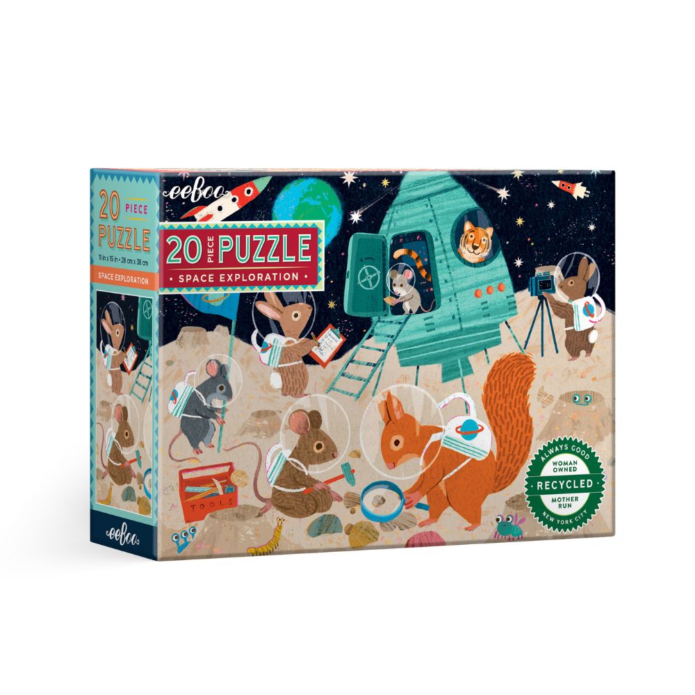 eeBoo Space Exploration 20-Piece Jigsaw Puzzle for Kids - Educational STEM Toy for Learning Planets & Solar System - Perfect for Classroom, Birthday Gifts & Family Game Night