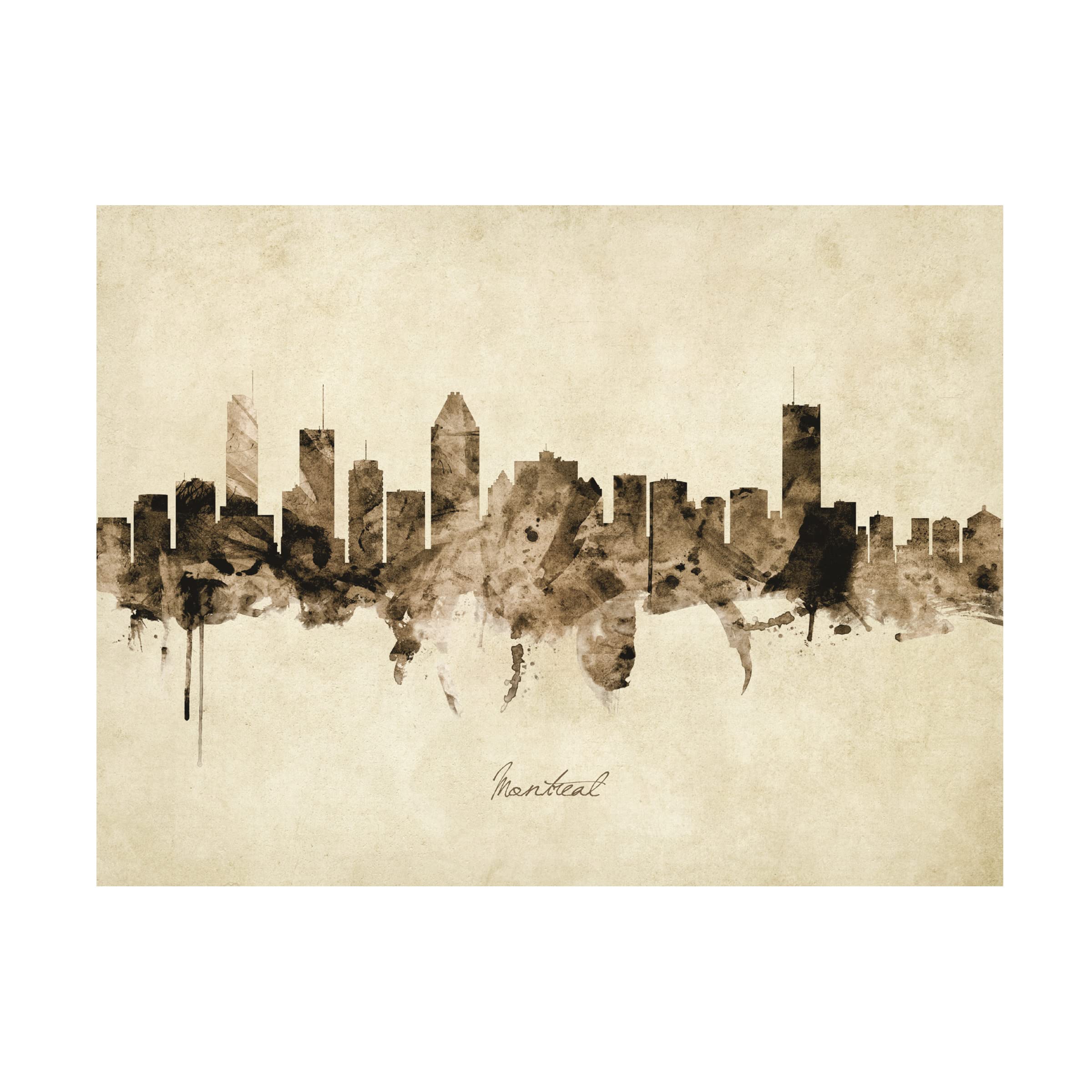 Michael Tompsett Montreal Canada Skyline Vintage Canvas Art Print - Premium Wall Decor for Living Room, Office & Bedroom