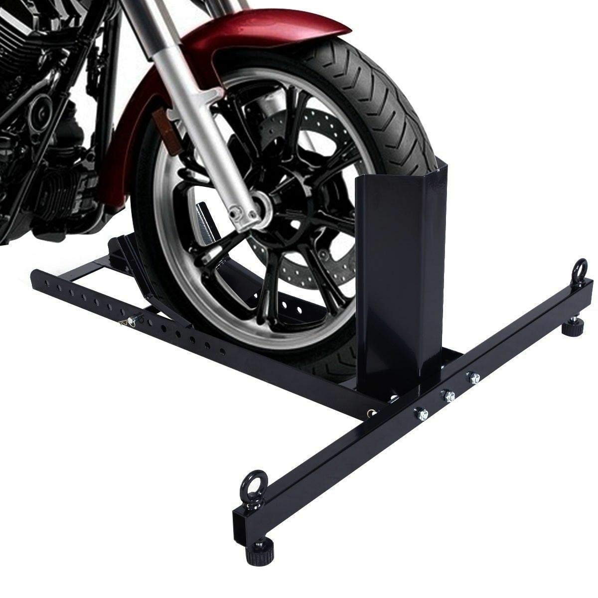 Best Motorcycle Wheel Chock Stand - Heavy Duty 1800lb Capacity Adjustable Upright Support for Bike Storage & Transport | Garage, Workshop & Trailer Use