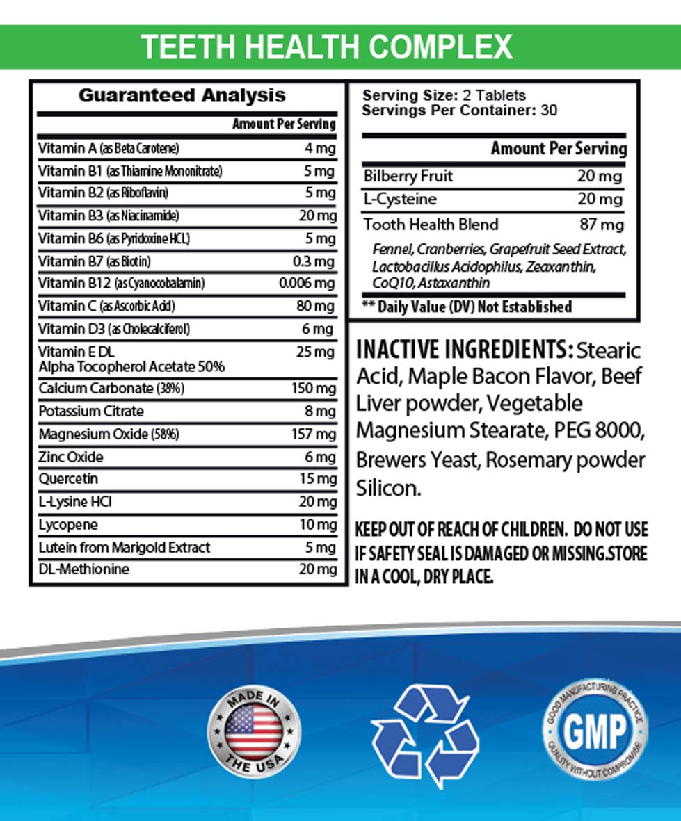 **Dog Dental Care Chews for Bad Breath & Gum Health - Immune Support & Oral Hygiene Vitamins - 2 Bottles (120 Treats) - Ideal for Daily Teeth Cleaning & Fresh Breath**