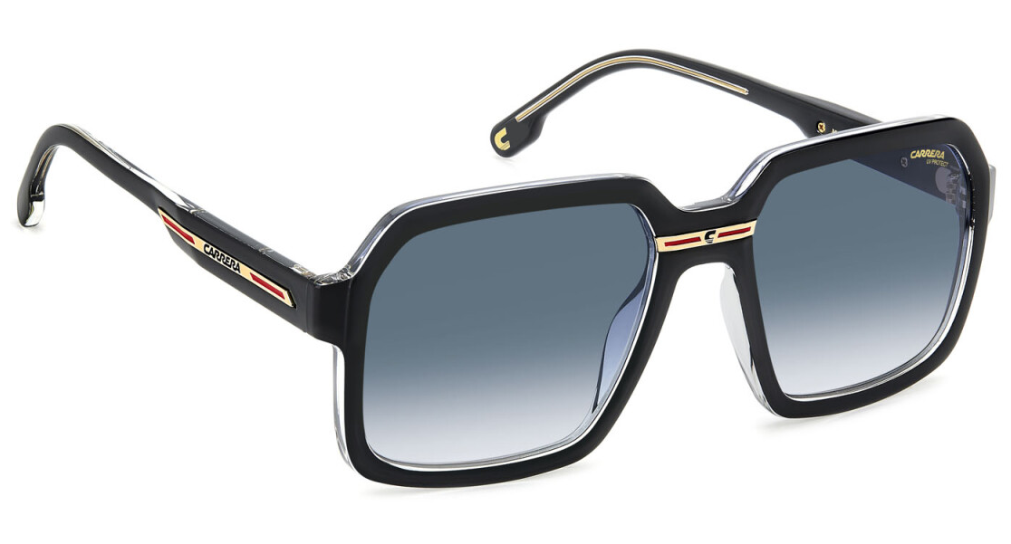Carrera Victory C 08/S 7C5 08 Black Crystal Dark Blue Shaded Men's Sunglasses - UV Protection Polarized Aviator Style for Driving, Outdoor Sports & Fashion