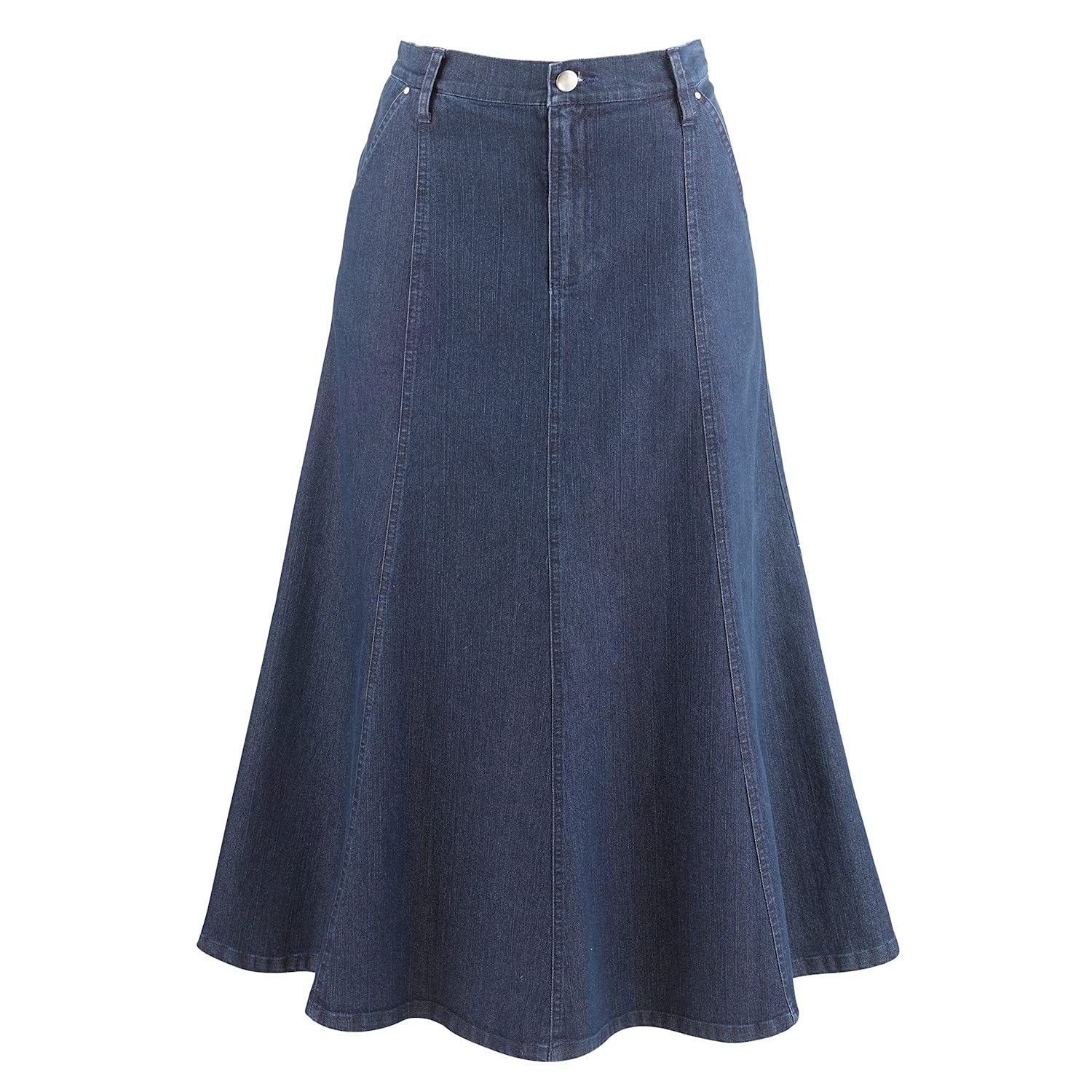 CATALOG CLASSICS Women's Long Denim Skirt - Blue Jean Midi Skirt for Women | Casual Outfit, Boho Style, Everyday Wear