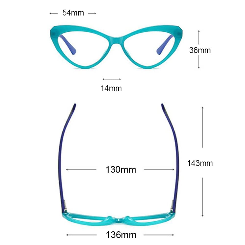 XUAN Fashion Women's Reading Glasses +1.0 to +3.0 Magnification - Trendy Cat Eye Large Frame Eyeglasses for Women - Green Readers (+2.5 Strength) - Perfect for Reading Books, Using Smartphones & Working on Computers