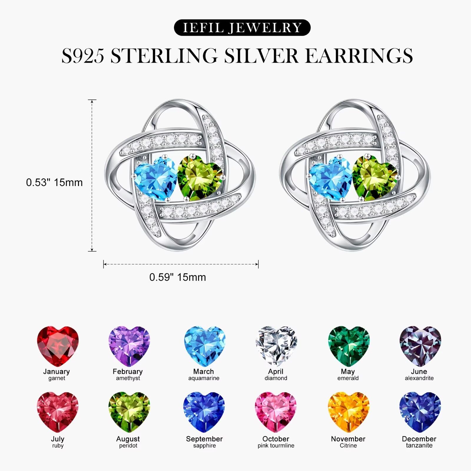 925 Sterling Silver Double Birthstone Stud Earrings for Women - Elegant Anniversary & Birthday Jewelry Gifts for Wife, Girlfriend, Mom, Daughter | Perfect for Weddings, Parties & Special Occasions