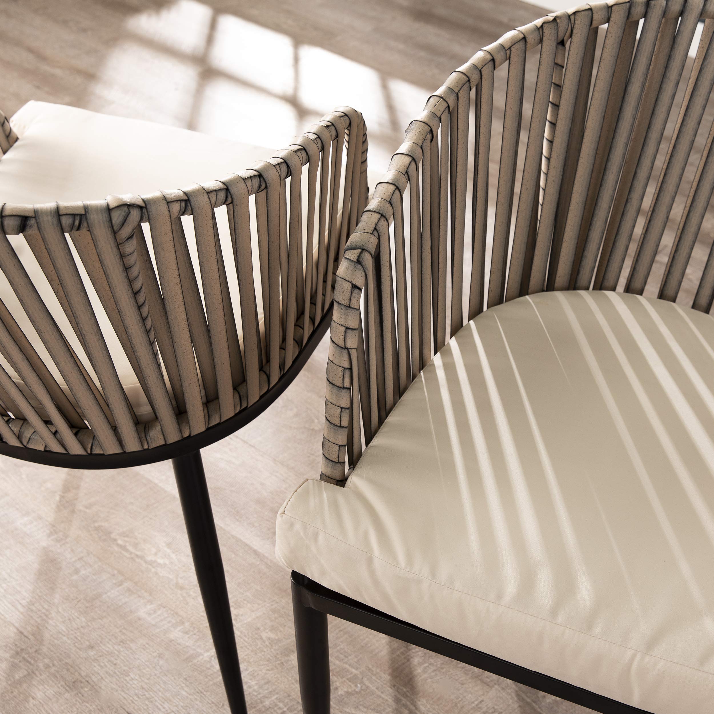 SEI Furniture Melilani Outdoor Patio Chairs Set of 2 - Waterproof Wicker Rattan Lounge Chairs with Cushions, Black & White - Perfect for Backyard, Poolside, Garden, and Deck Relaxation