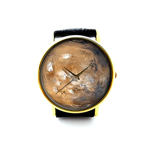 Mars Planet Leather Watch - Handmade Genuine Leather Bracelet Watch for Men & Women (Model P014) | Perfect for Casual Wear, Office & Gift Giving
