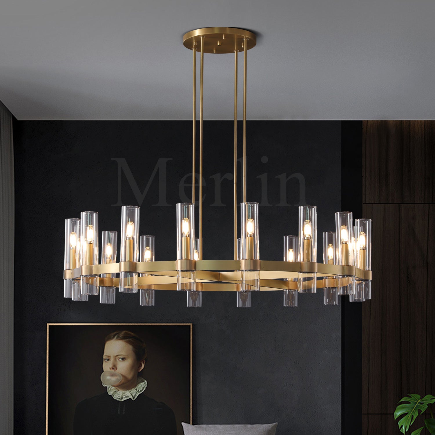 Nova Luxury Glass Round Chandelier 36 48 60 Inch - Modern Crystal Ceiling Light Fixture for Dining Room, Living Room, Bedroom, Entryway