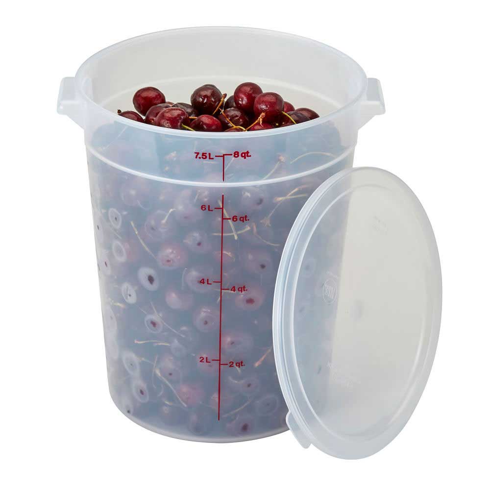Cambro RFS8PP190 8 Quart Round Food Storage Container - Translucent Plastic, BPA-Free, Commercial & Home Kitchen Use for Meal Prep, Leftovers, Bulk Food Storage