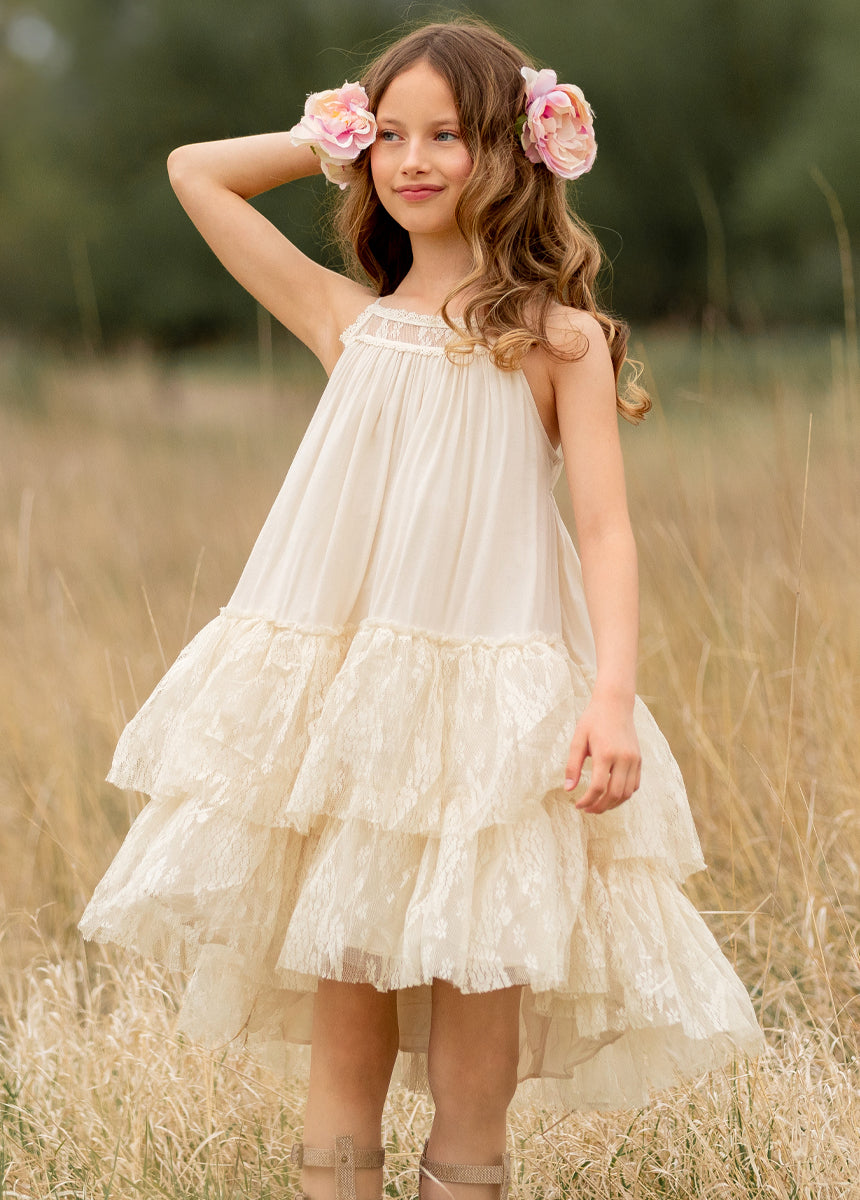 Elegant Catrina Dress in Cloud - Flowy Boho Maxi Dress for Women | Perfect for Summer, Beach, Parties & Special Occasions