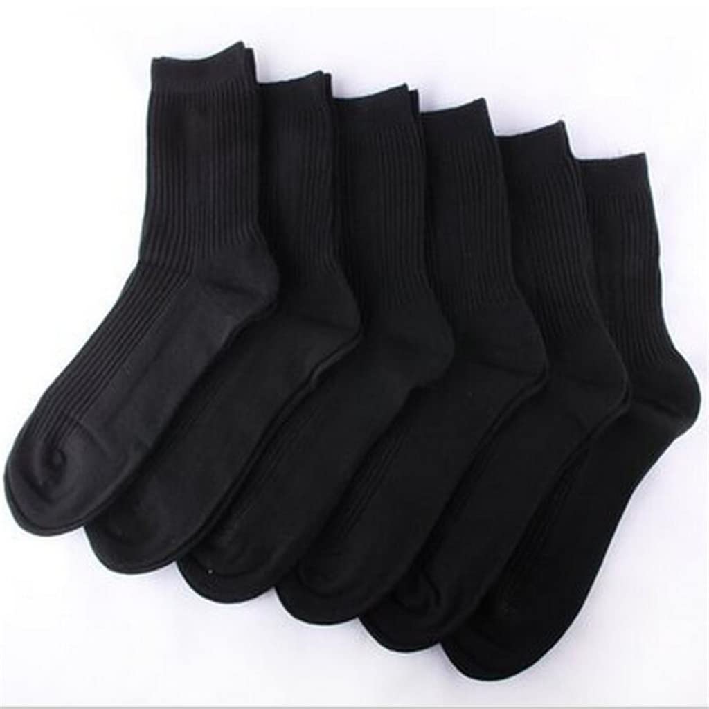 LEIGE 10 Pairs Men's Cotton Black Business Socks - Comfortable Breathable Work Socks for Men - Long Dress Socks for Office, Formal Wear & Daily Use (Black, One Size)